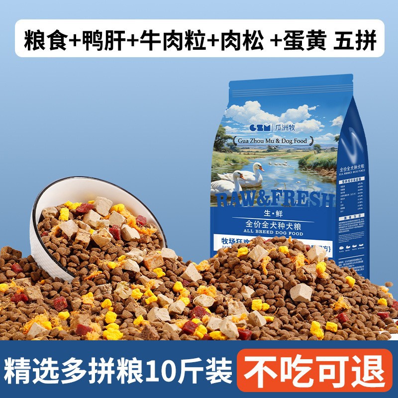 Comida para perros tipo universal 10 kg liofilizado Teddy bear Bomei Golden Retriever Corgi 40 carne cachorros de perro pequeño 20 perros adultos