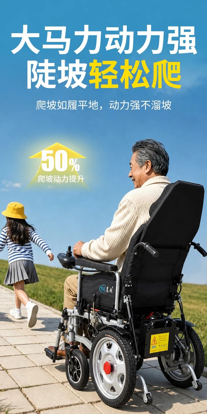 Branded electric wheelchair, intelligent, fully automatic, specially designed for the elderly and disabled, foldable, lightweight, four-wheel mobility aid