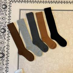 秋冬新款欧货净版新品摩卡色袜子显瘦灰色系小腿袜基础款纯色百搭
