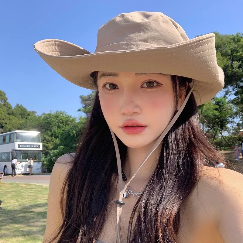 Sunshade summer outdoor sun protection, denim fisherman hat, breathable quick drying, UV resistant female hiking,_voghion.com