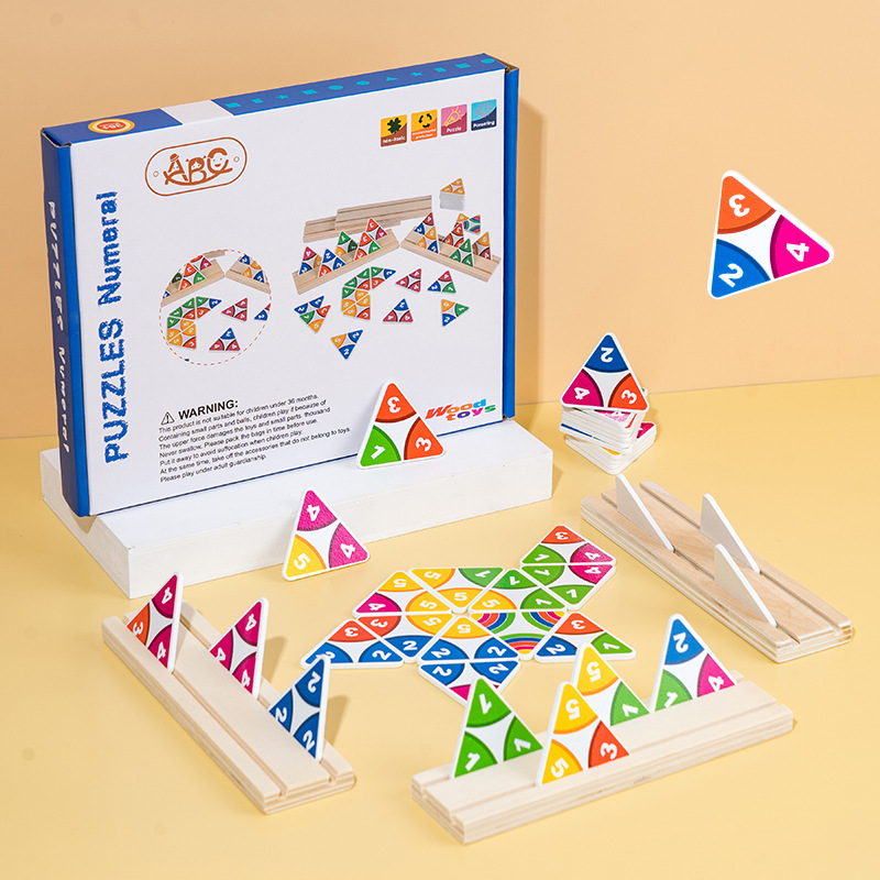 Juego de rompecabezas de color digital transfronterizo para niños rompecabezas de jardín de infantes educación temprana pensamiento lógico juguetes de madera al por mayor