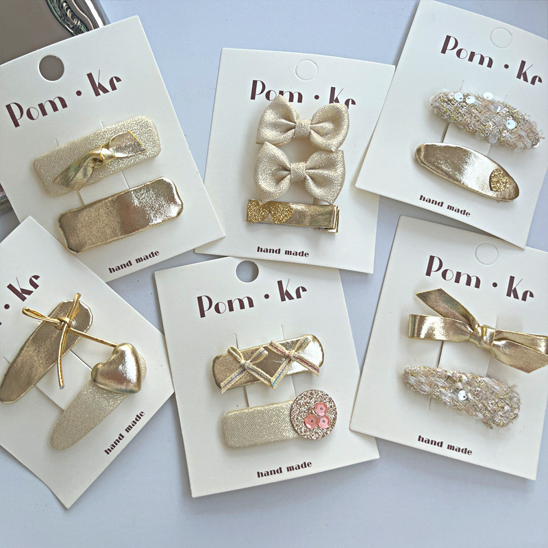 Sequins Design Cute Style Cute Kid'S Heart Shape Bow Knot Leather Sequins Hair Clip