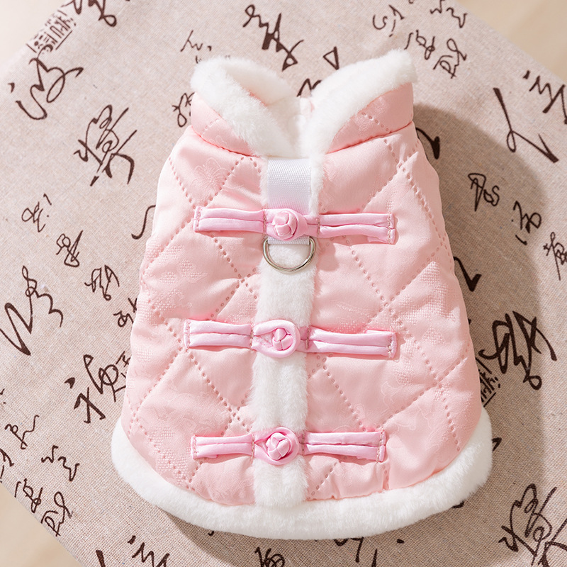 Año nuevo mascota Tang traje León danza pareja ropa de algodón acolchado ropa de Año Nuevo ropa de perro festivo gato dos pies ropa de perro caliente