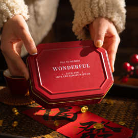 2025新年八边形铁盒饼干包装盒礼品盒伴手礼糖果圣诞铁盒年货礼盒