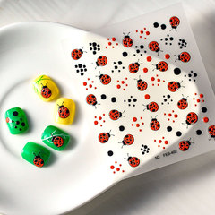 新款立體美甲貼紙黑色圓點點防水指甲貼紙自帶背膠七星瓢蟲可混批