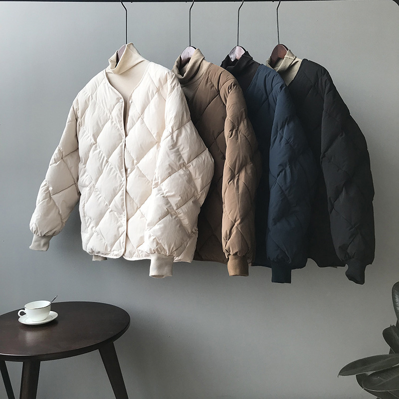 Women's Clothing Diamond plaid cotton coat _voghion.com
