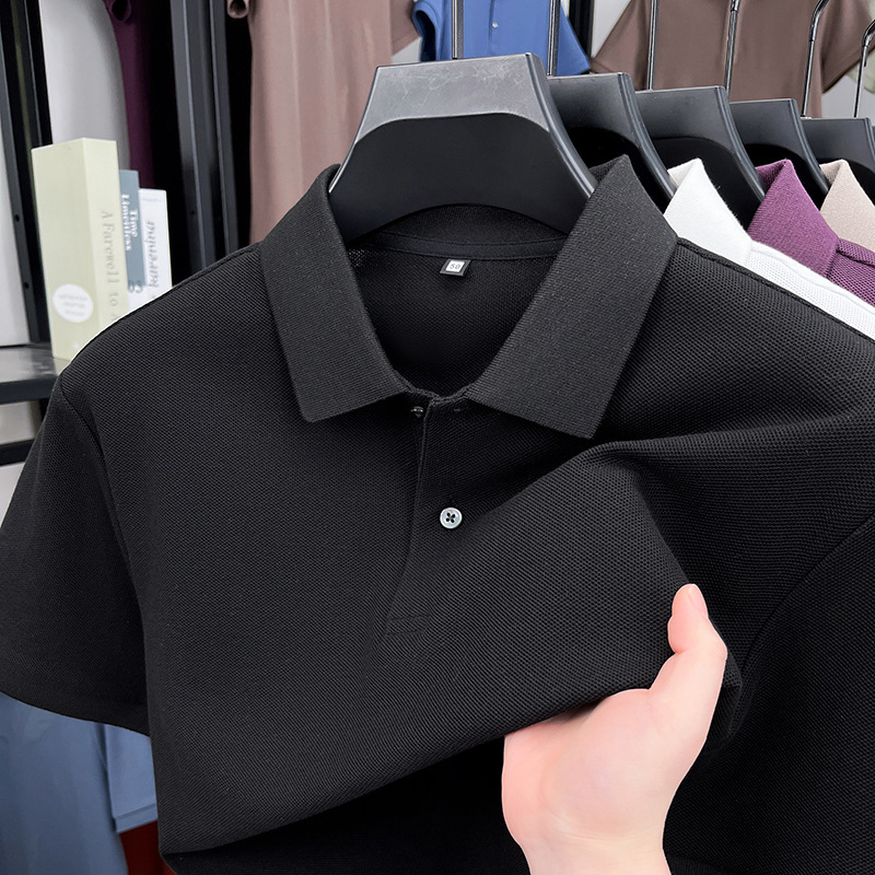100 Cotton T-shirt Men's Short-sleeved Summer Cotton Short-sleeved Men's Polo Shirt Cotton Lapel Short-sleeved T-shirt Men's Clothing