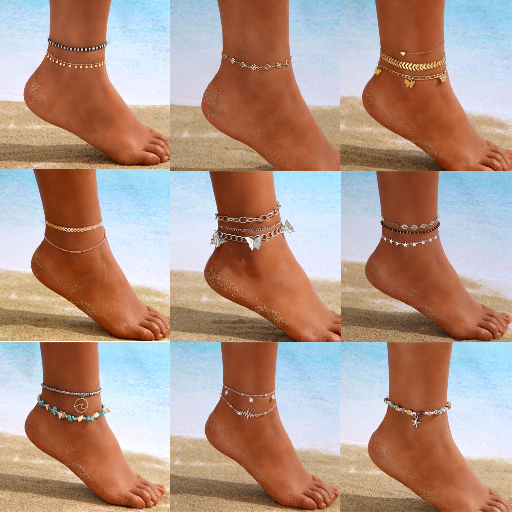 Creative summer geometric ankle bracelet solar-powered