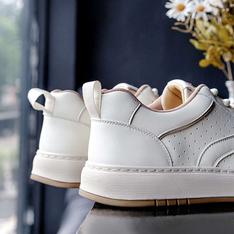 Giày sneaker nam da thật cổ thấp đế bằng dây buộc — GX118 màu mơ