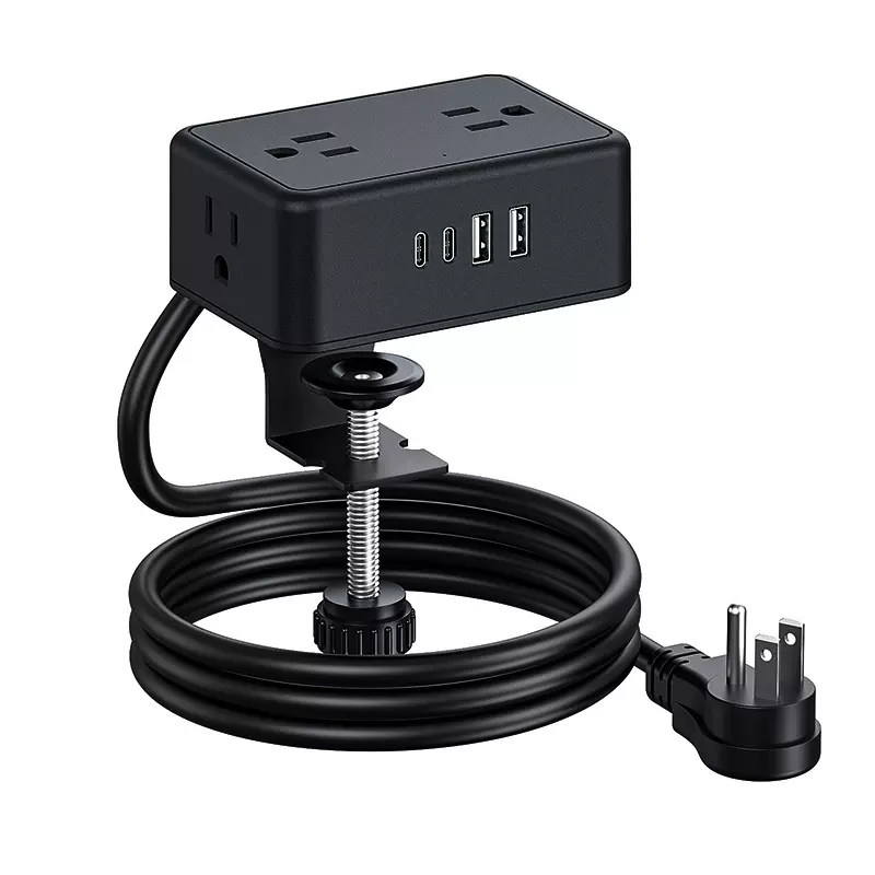 跨境办公家具美标桌面插座20WUSB快充美式桌插座无需打孔扭转固定