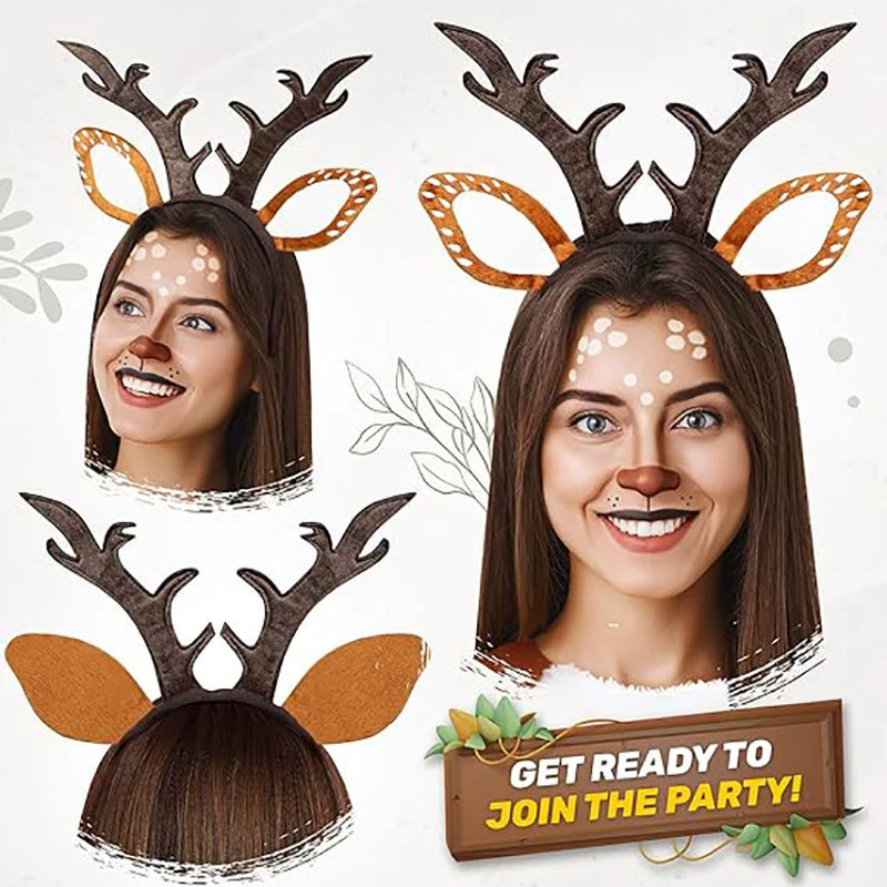 Рождественский женский костюм Ролевая игра Хэллоуин костюм рога