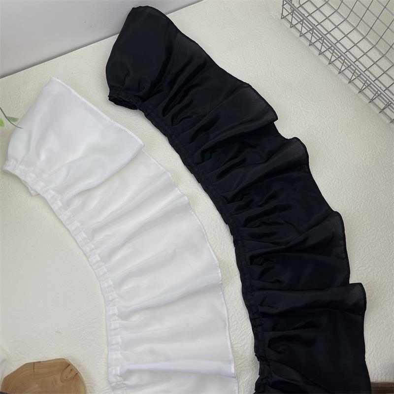 (2개) 라이트 천 거즈 아트 CM 화이트 레이스 레이스 와이드 액세서리 쌀 가격 주름 가장자리 홈 주름 검은 눈