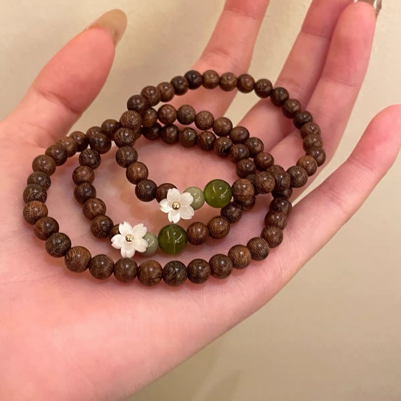 "Wooden Blossom" Zen-Inspired Handmade Wooden Bracelet, Cool and Serene, New Chinese Style, Unique and High-Value Bracelet