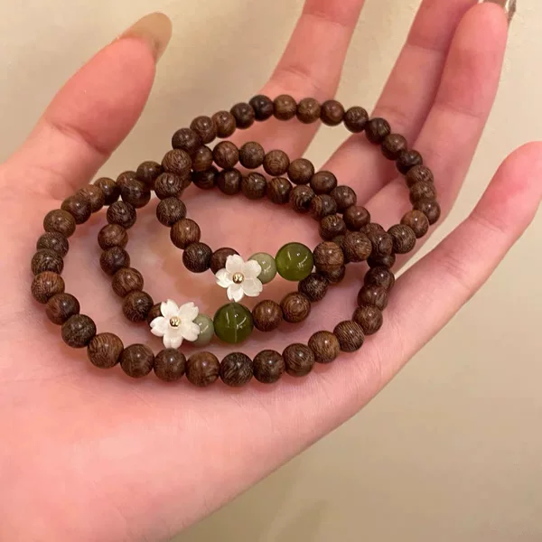 "Wooden Blossom" Zen-Inspired Handmade Wooden Bracelet, Cool and Serene, New Chinese Style, Unique and High-Value Bracelet