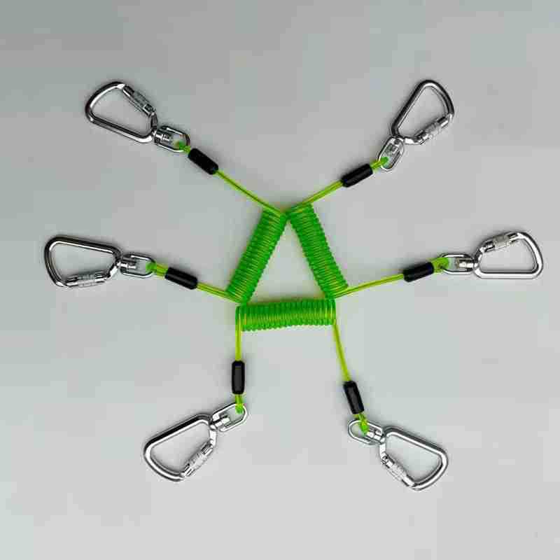 潜水安全绳防脱钢丝弹力绳不锈钢丝工具防失手弹簧绳TPU高弹力