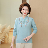 中年秋冬100%羊毛妈妈女秋装纯羊毛针织中老年毛衣半高领打底衫v，女装针织衫/毛衣，妃慕昵服饰