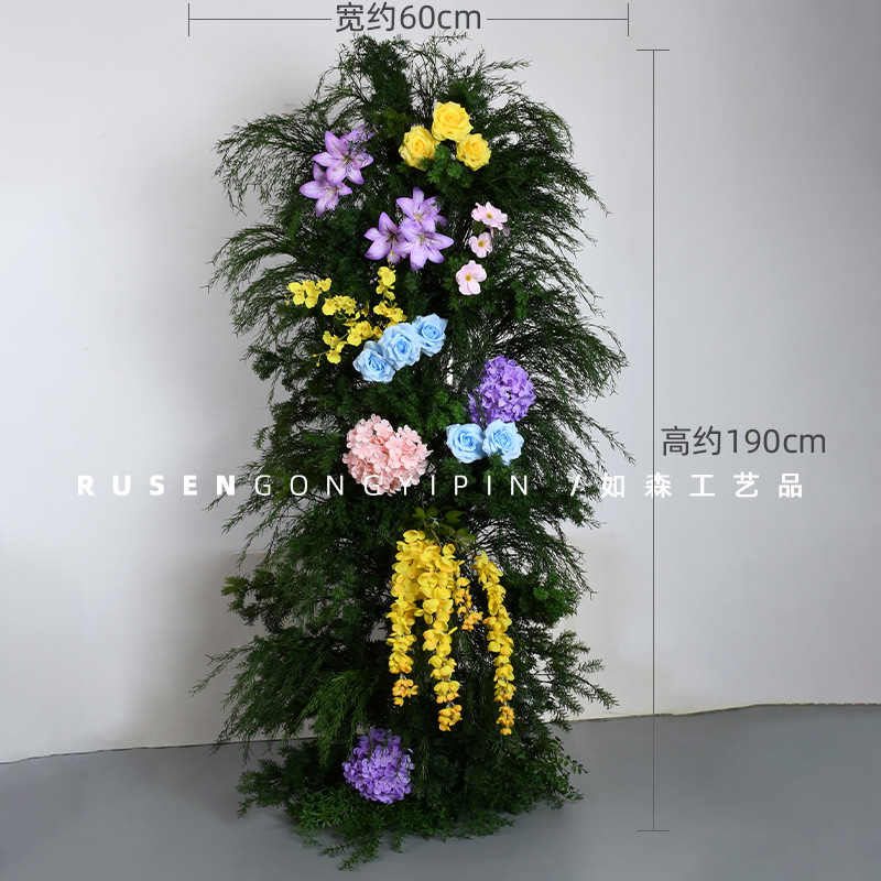 Flores de simulación Jardín de Monet Flor de columnas estilo de flor 100 aniversario compromiso boda decoración del auditorio de bodas