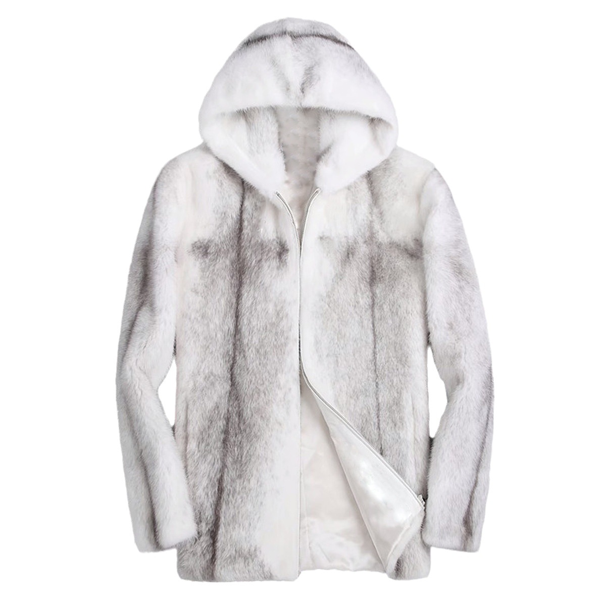 ジャケット・アウター EMBROIDERED FAUX FUR HOODED JACKET WHITE FAUX