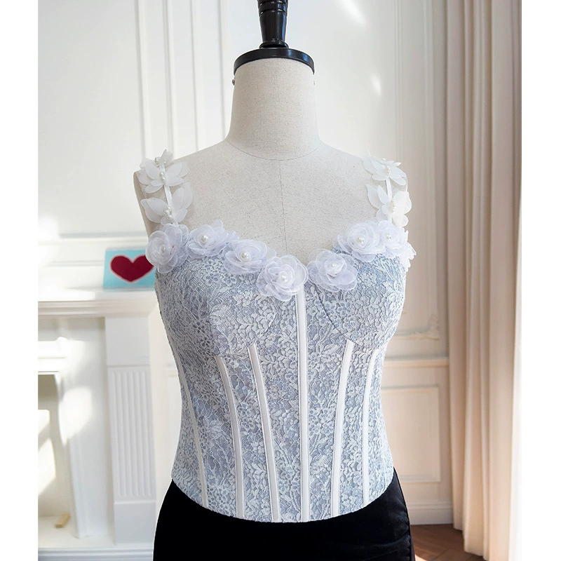 Кружевное платье Retro lace трехмерная чашечка с бантом, футболка, приталенный крой
