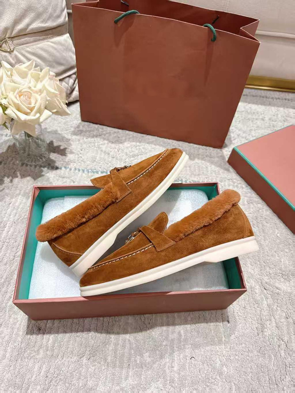 纯原高版本LP2025秋冬情侣款一脚蹬乐福鞋豆豆鞋加厚麂皮羊毛保暖|undefined