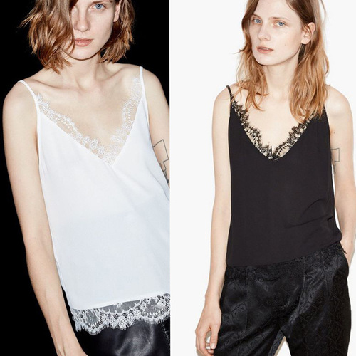 Black Small Strap Tank Top for Women to Wear Outside, Summer Short-Sleeve Sexy White Lace Underwear Tank Top for Women, Beautiful Back Design, Inner Layer Top