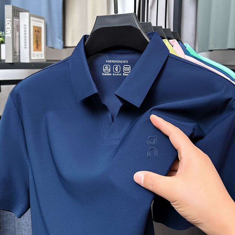 2025夏季新款冰丝透气短袖POLO衫男士休闲翻领印花短袖t恤男装|undefined