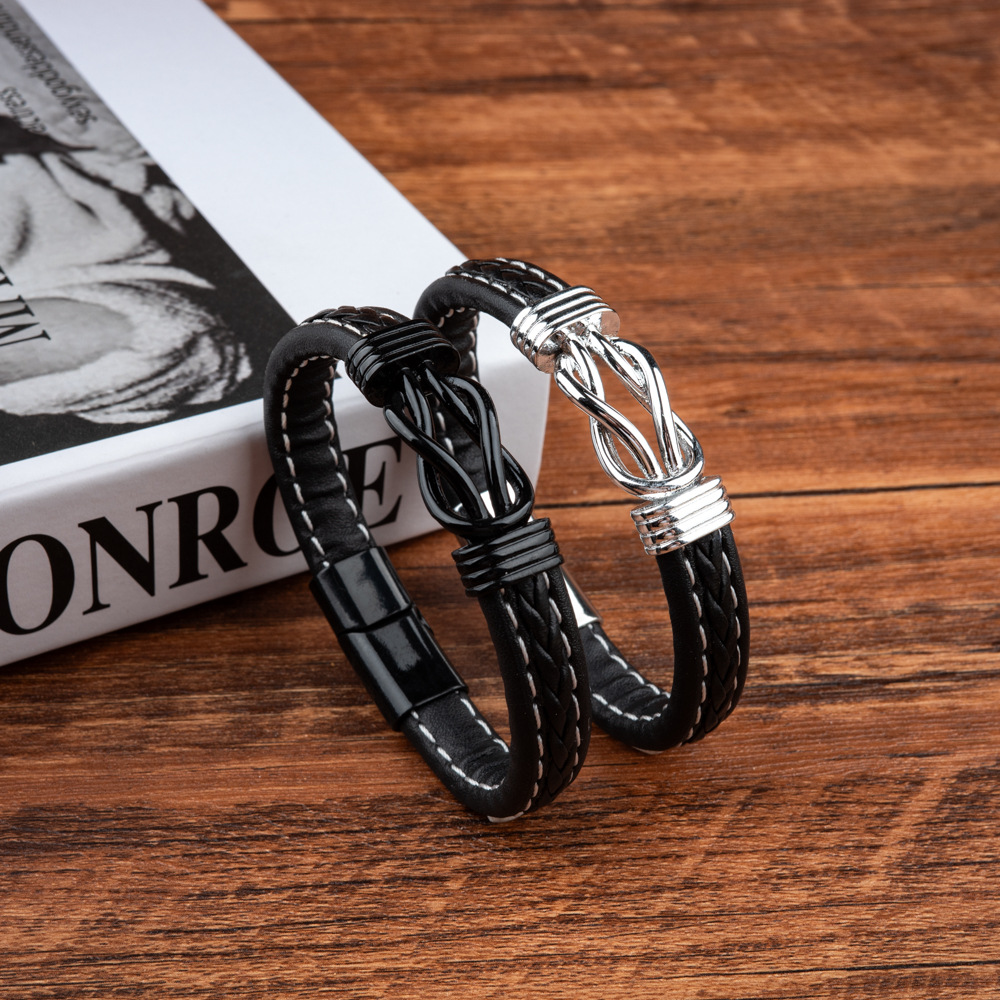 31g Weight Casual Simple Style Knot Pu Leather Alloy Men's Bracelets Men Cord & Leather Bracelets
