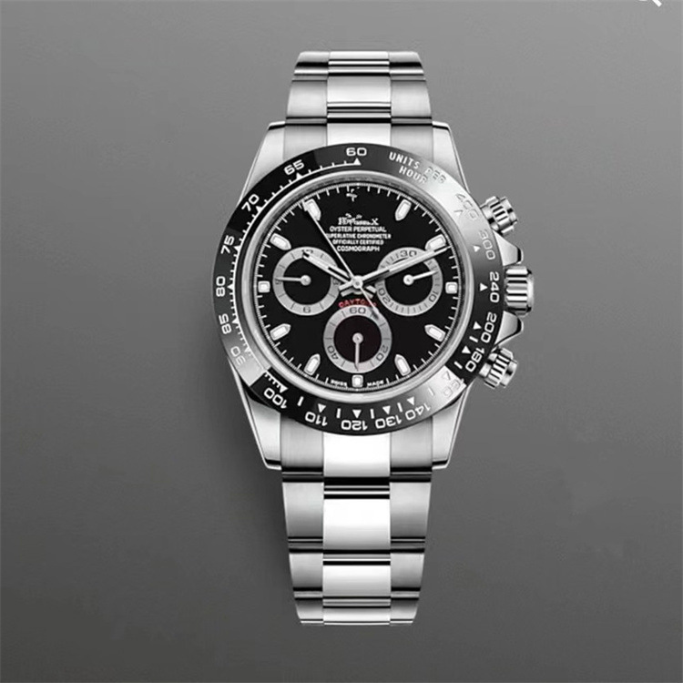 Laojiaditong transfronterizo toma un reloj mecánico de tres ojos y seis agujas para hombre, reloj multifuncional con cinturón de acero para hombre