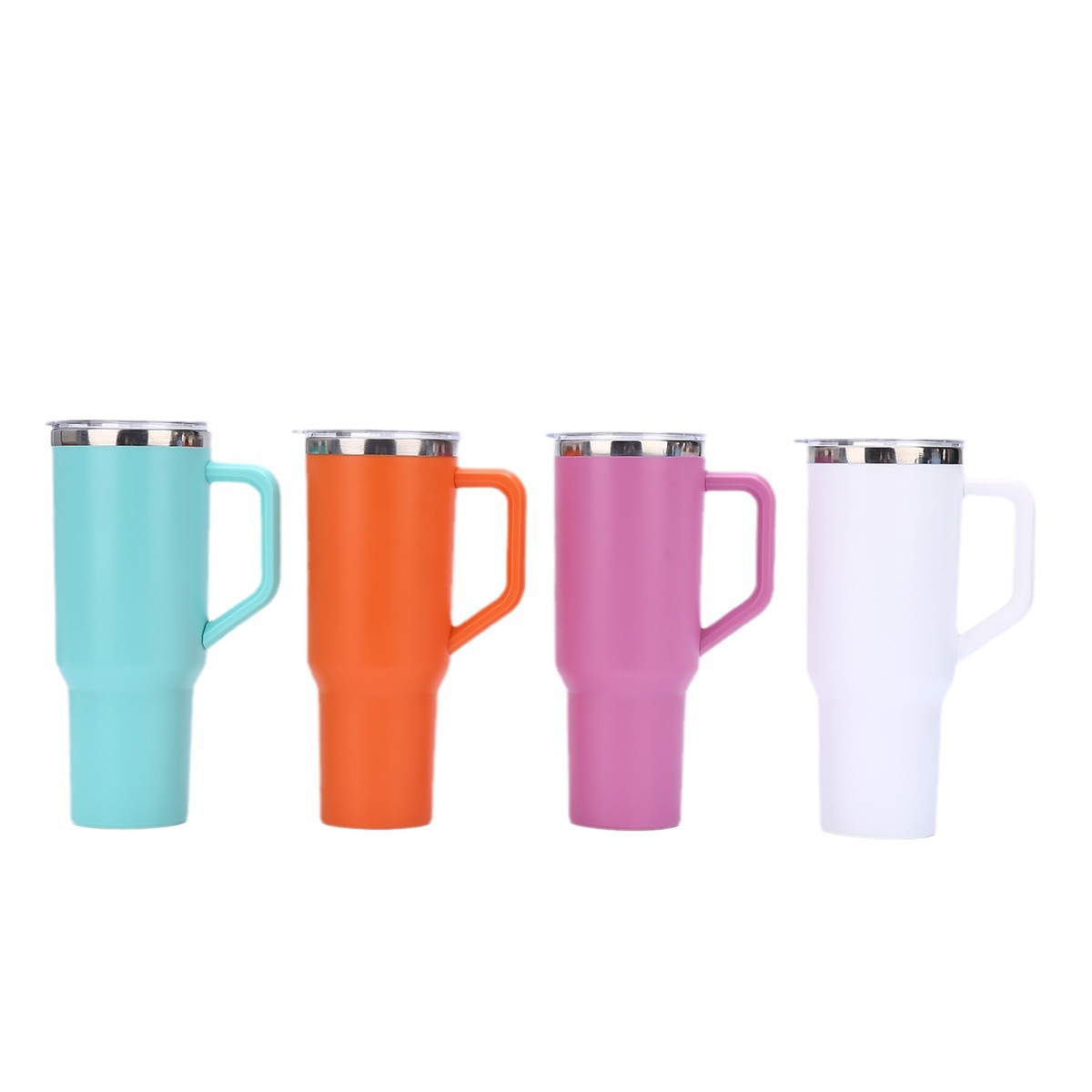 Nuevo conjunto de cinco piezas de acero exterior de plástico 40oz taza de hielo de gran capacidad taza de paja de color sólido taza de mango portátil