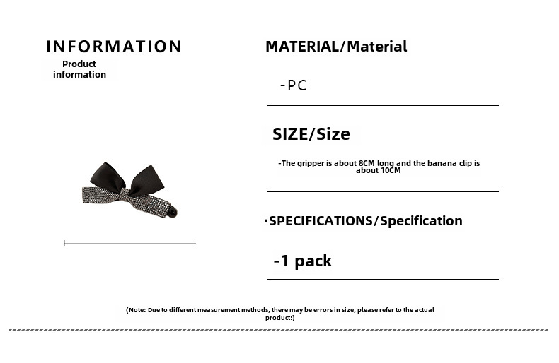 Flash Diamond Bow Hair Clip Vertical Shark Clip For Updo Hair_voghion.com