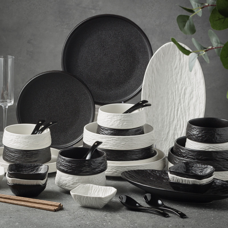 Ceramic Tableware Set Household Dining Bowl Plate Noodles Soup Bowl Fish Plate Combination Hotel Set Table Gift ins Wholesale Ceramic Tableware Set Household Dining Bowl Plate Noodles Soup Bowl Fish Plate Combination Hotel Set Table Gift ins Wholesale