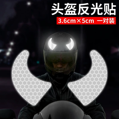 night warning tail trunk, Motorcycle trunk - helmet-stickers-pair-of-horns-diamond-white