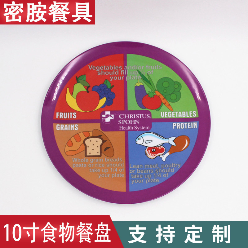 Food grade melamine plate imitation porcelain melamine children's tableware cartoon plate wholesale household plate 10 inch disc