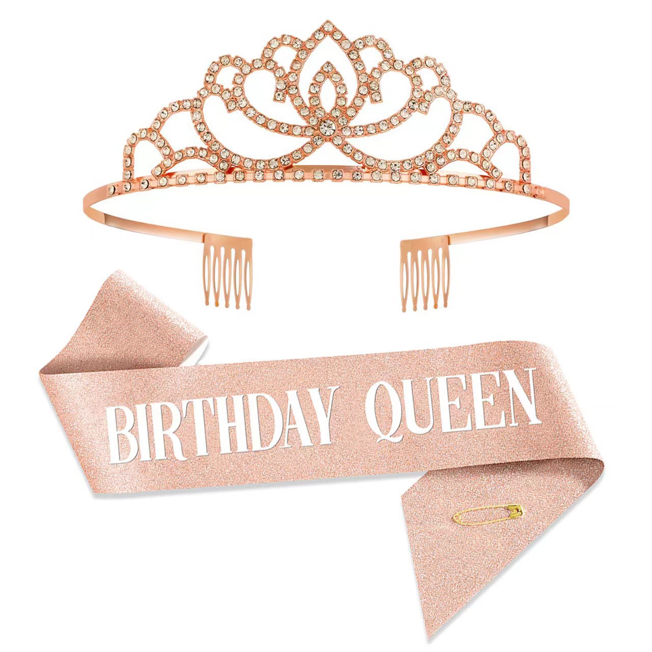 Carta europea y americana corona Feliz cumpleaños correa de hombro partido pelo corona traje diadema al por mayor