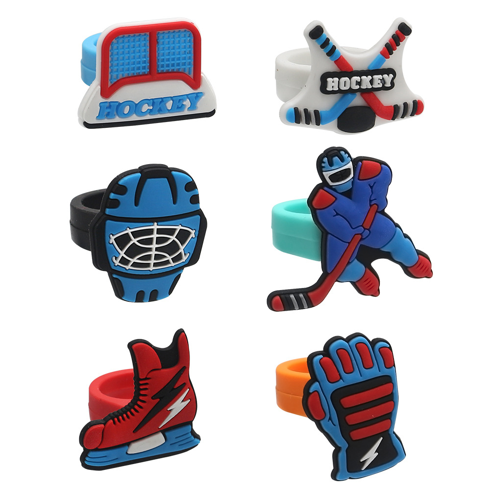 Amazon Temu Xiyin Hot Selling Hockey Ring Women's Ring Kidsren's Cartoon Sports Ring Small Gift