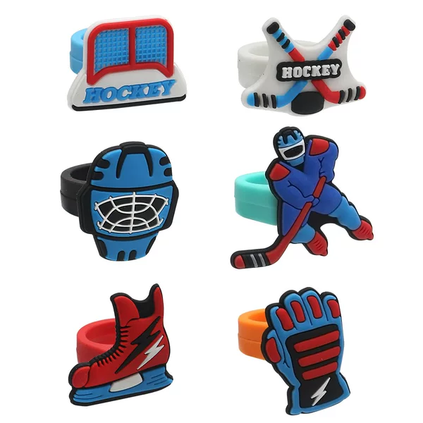 Amazon Temu Xiyin Hot Selling Hockey Ring Women's Ring Kidsren's Cartoon Sports Ring Small Gift
