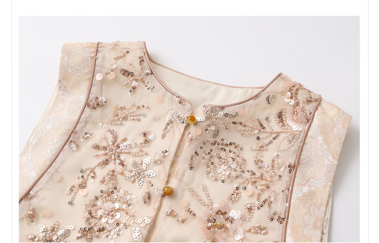 Bộ váy đuôi cá đính sequin phong cách Tân Trung Hoa 2026 kèm áo gilê và quần dài — Váy nửa, Áo gilê, Quần dài màu mơ chi tiết 19