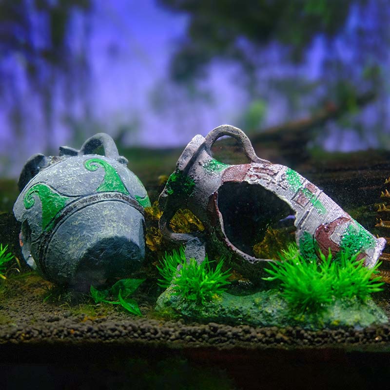 Olla de barro gastada, tanque de tortuga de pescado, decoración, paisaje, casa de peces de camarón, jarra de vino antigua y rota, venta caliente, celebridad de Internet, estilo caliente, acuario