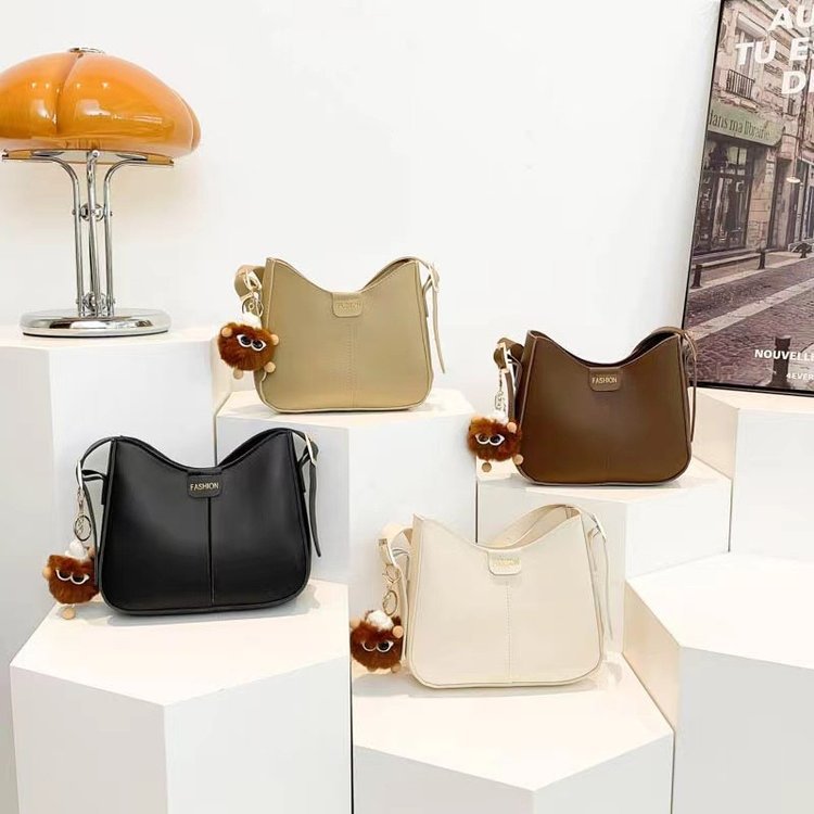 Elegant Women's Shoulder Bag Solid Colour Textured Handbag_voghion.com
