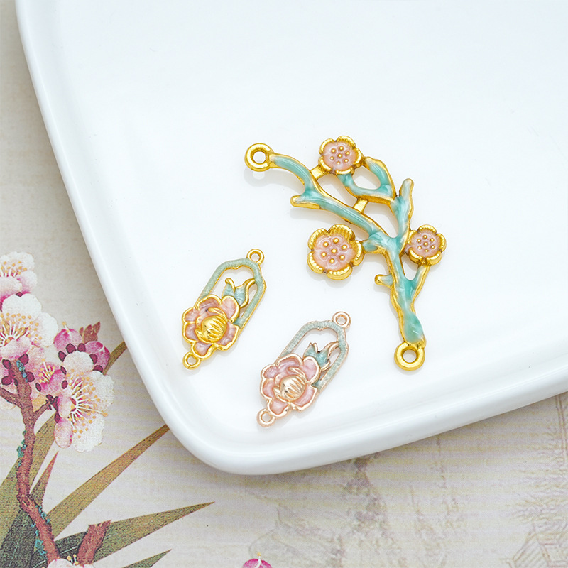 diy饰品配件 合金五瓣花托帽花蕊珠托古风发簪头饰手作材料|undefined