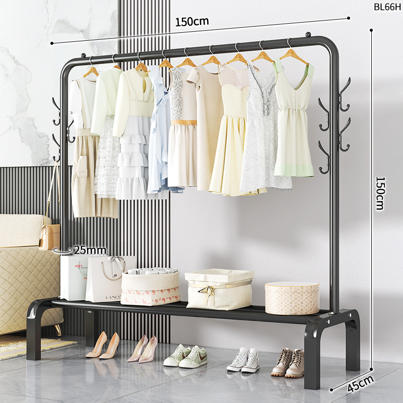 BL66H-25 원형 옷걸이 단극 6 후크 150 검정색