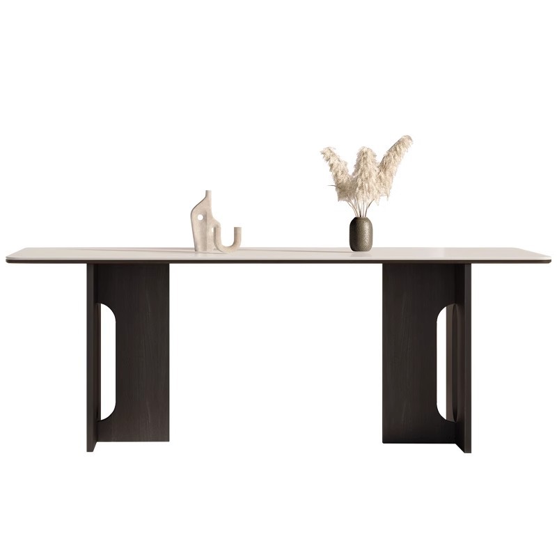Estilo italiano minimalista apartamento pequeño rectángulo sala de estar para el hogar moderno y simple mesa de comedor de tablero de roca colgante combinación de silla de comedor de lujo ligero