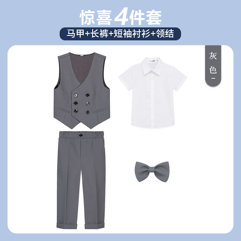 Vestido DE LOS NIÑOS guapo chico británico Caballero estilo traje de los niños pequeño traje de piano host traje de rendimiento