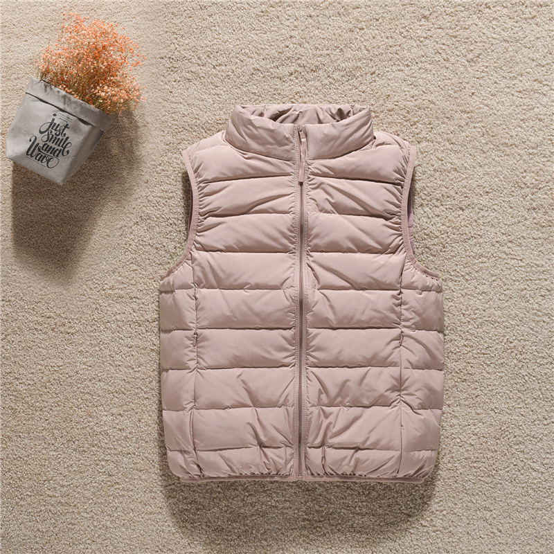 라이트 핑크 스탠드 칼라 조끼