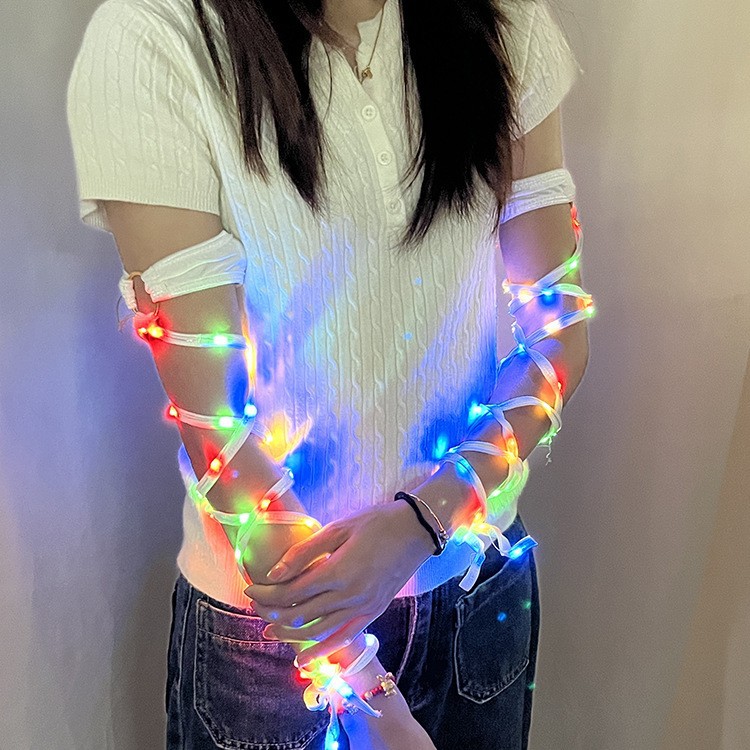 Sílaba eléctrica LED luminoso muslo correa DJ trajes de espectáculo nocturno sexo interesante LED hueco correa cruzada