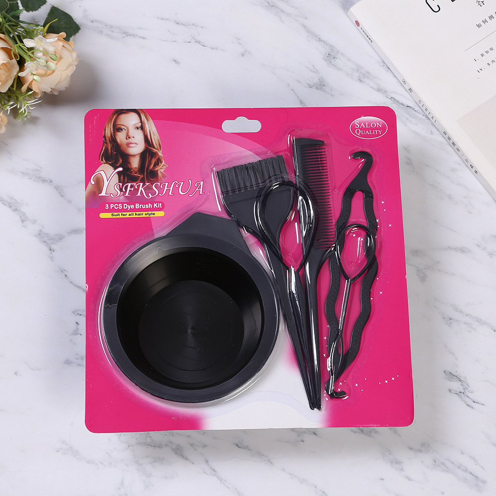 Cepillo de teñido de cabello transfronterizo conjunto de peine de teñido de cabello aceite de limpieza de cabello herramientas de cabello cepillo de cabello 4 piezas conjunto de permeación de cabello