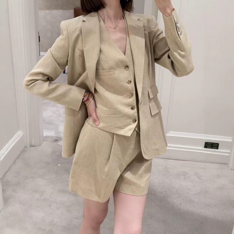 Shenzhen Nanyou 26 Early Autumn New Style Old Money Style Slim Fit Linen Suit Casual Elegant Women's Blazer
