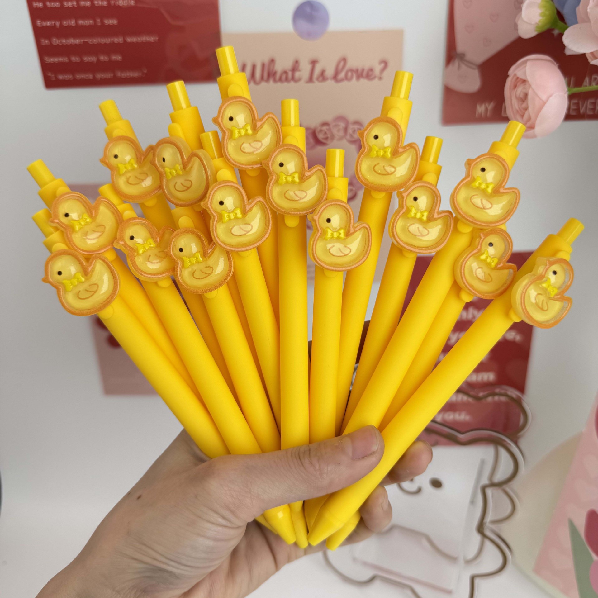 Cross-Border Cartoon Decoration Little Yellow Duck New Decorative Gel Pen Student Writing Push-Type Bullet Signature Pen