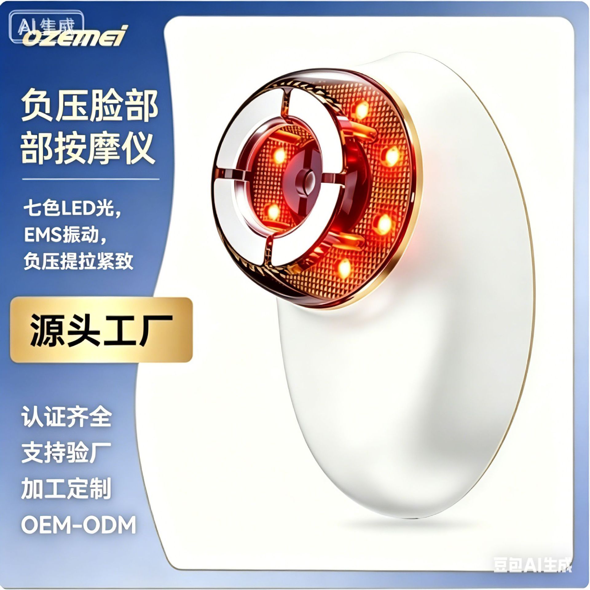 7-Color Led Lifting and Firming Beauty Device V-Face Massager Vacuum Negative Pressure Facial Ems Microcurrent Wrinkle-Reducing and Facial Shaping Device