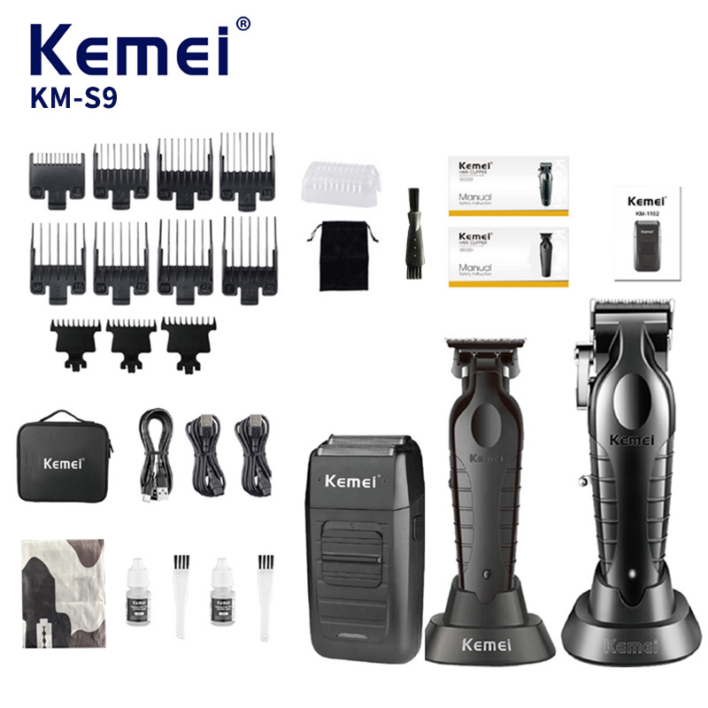 Kemei Kemei Barber Salon especial S9 transfronterizo explosivo conjunto de tijeras eléctricas de afeitar corte de pelo clip de pelo image 1